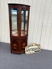 66914 Vintage Inlaid Mahogany Corner Curio Cabinet with Glass Doors — photo 7