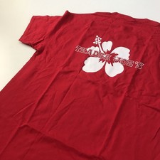 Lot Of 2 Trader Joe's Short Sleeve M Medium Employee T-Shirt Hibiscus Red Crew