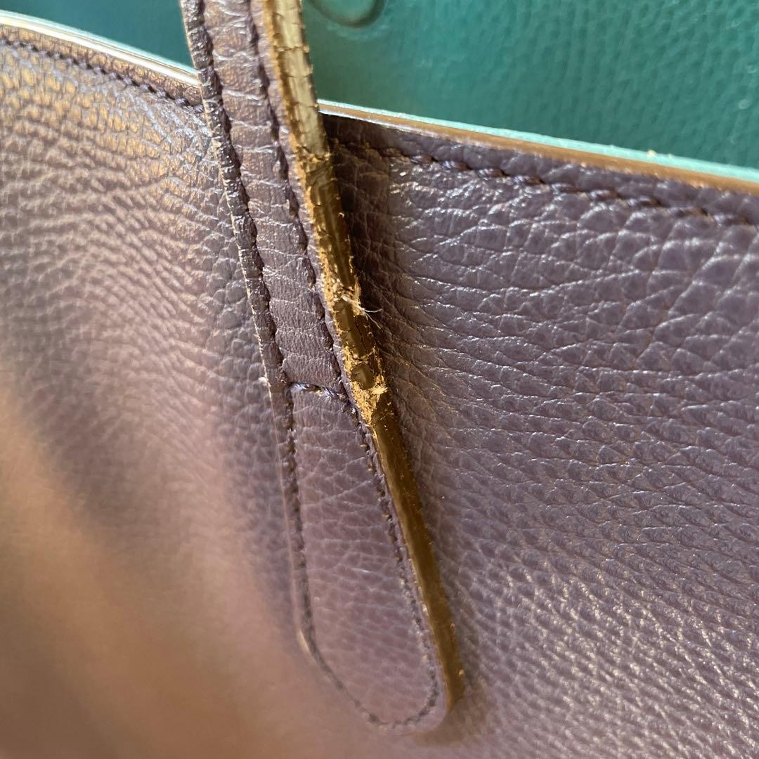 GUCCI Swing Leather Tote Bag Navy Turquoise Bi-Color Made in Italy thumbnail 13