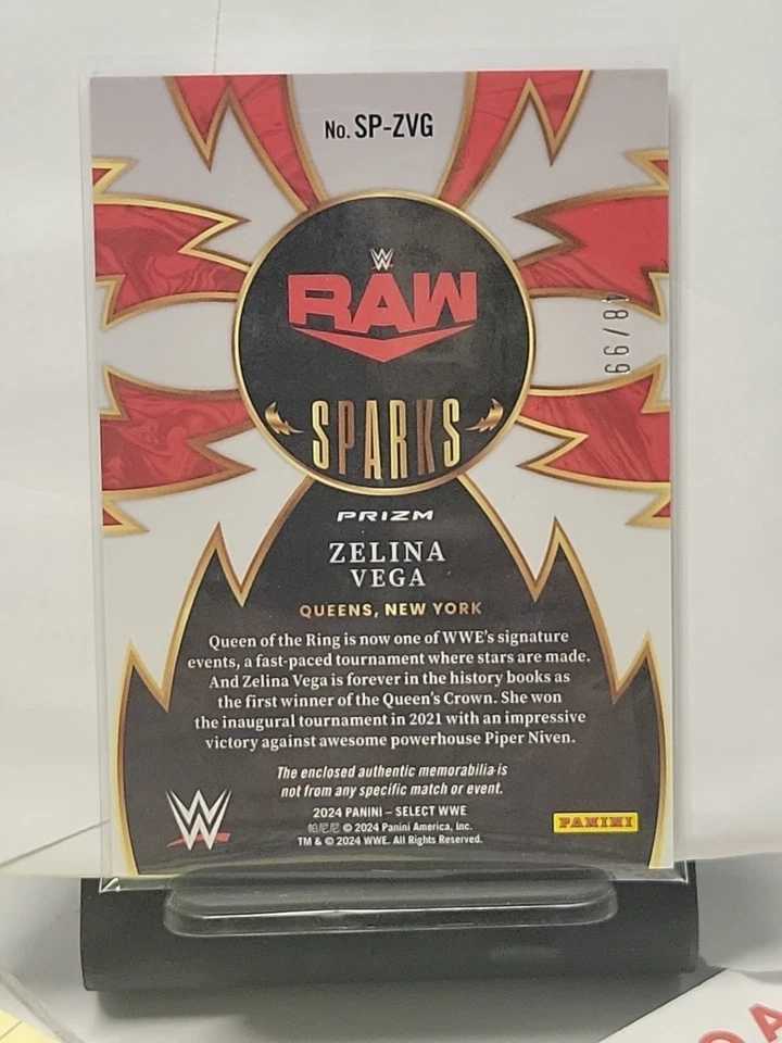 2024 Panini Select WWE #SP-ZVG Zelina Vega № 8 Sparks Relics Red Prizm #48/99 - Image 4 of 4