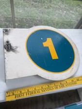 Gas Station Fuel Pump Number 1 Marker Metal Flange Sign Double Sided Old Vintage