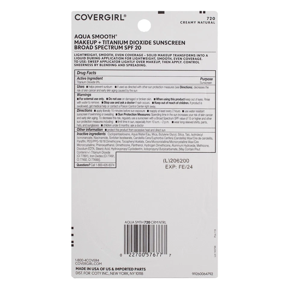 Paquete de 3 bases de maquillaje CoverGirl AquaSmooth, cremosas naturales 720, FPS 20, 0... Foto 2 de 2