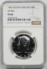 1964 VP-003 50C NGC PF 68 (Accent Hair DDO) Kennedy Half Dollar Pop 11/1