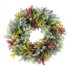 24 In. D Mixed Artificial Floral Eucalyptus Wreath Includes a Complimentary Blac