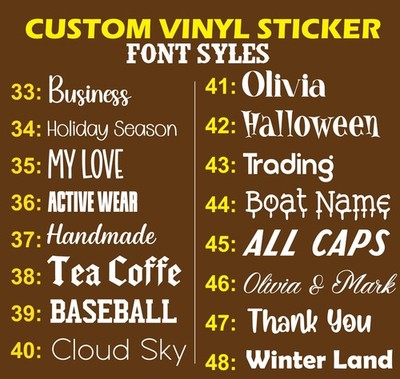Personalisierter Name Vinyl Aufkleber Sticker Wort Text Schnitt ausgefallen Schrift Stil Haltung