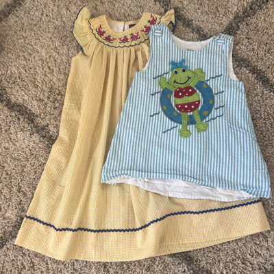 Lil Cactus Smocked Dress Potato Saks Lot Whales Frogs Girls Size 6