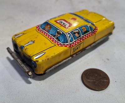 Vintage 1960's Nomura Toys Tin Litho Taxi Cab Friction Car 3.5'' Japan TC-232