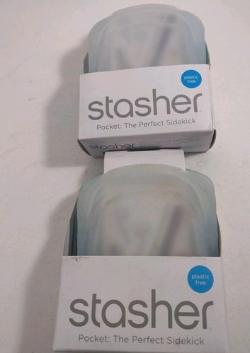 Premium Silicone Reusable Food Storage Pocket Bags | Multi 2-Pack Clear + Aqua