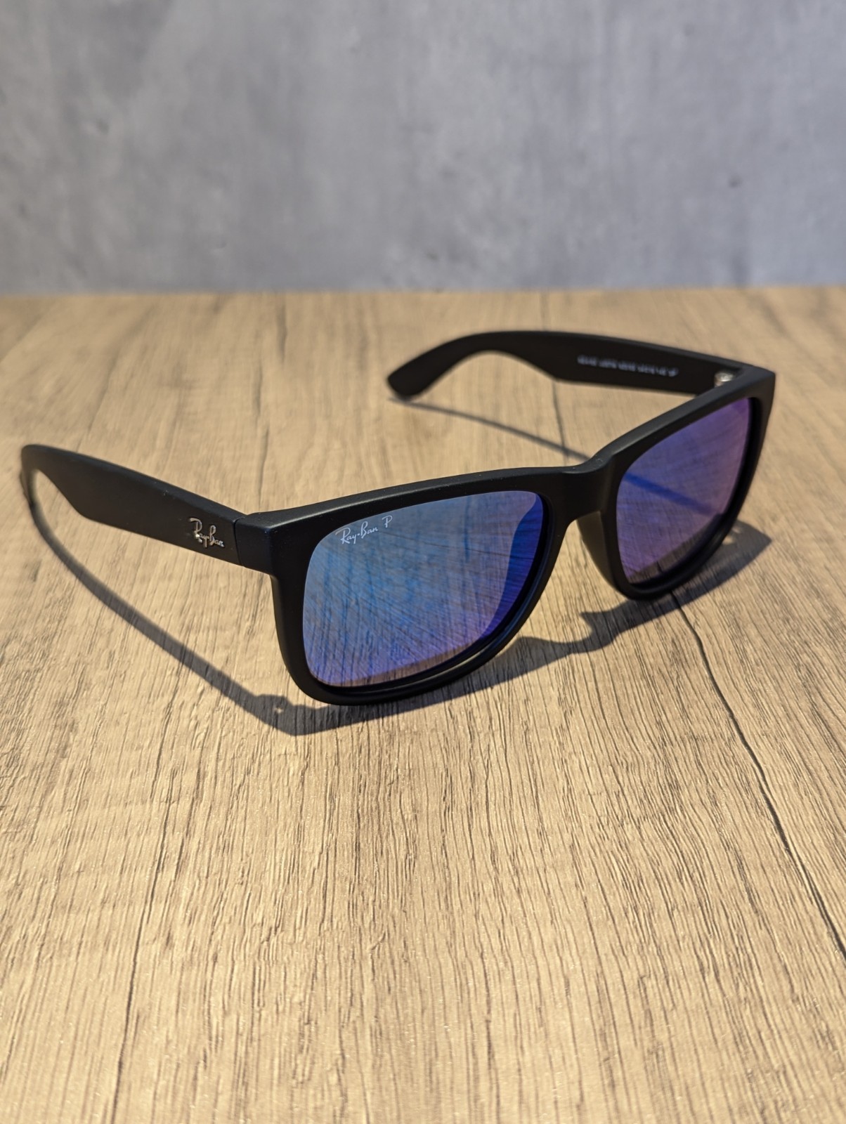 New54mm Ray-Ban RB4165 622/55 Black Frame Blue flash Polarized Lenses sunglasses