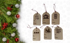Christmas Wood Gift Tags set of 6 Hanging Ornaments Christmas Decor Gift Tags