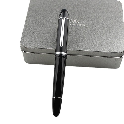0.5mm Fine Nib Jinhao X159 Fountain Pen Black With Silver Clip Acrylic Screw Cap - Picture 3 of 12