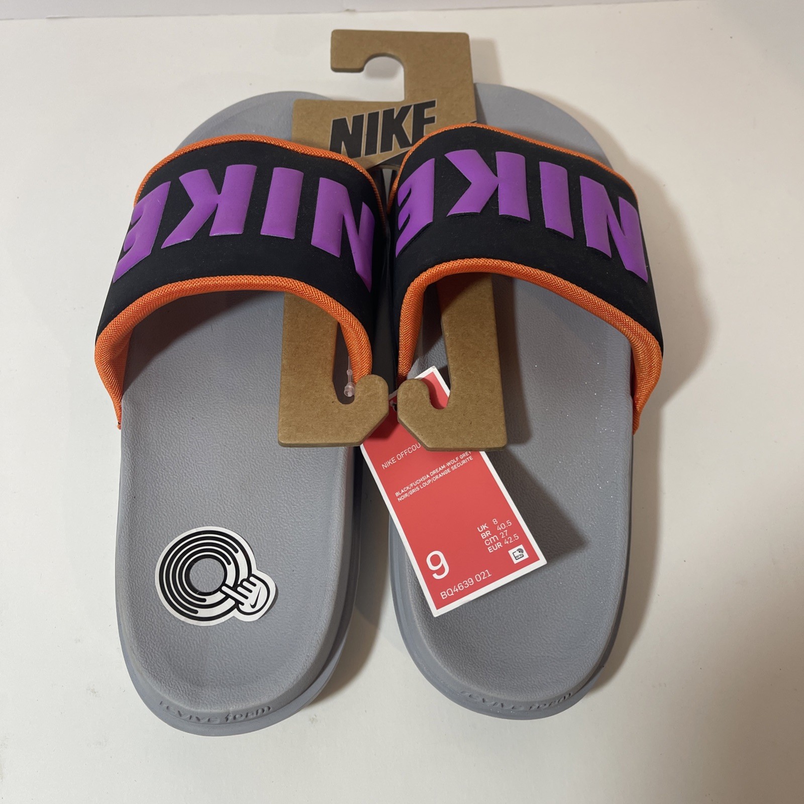 Nike Men's Size 9 Gray & Multicolor Slide Sandals-image