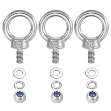 3Pcs M6 x 11mm 304 Stainless Steel Lifting Shoulder Eye Bolt with Nuts Washers