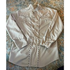 El General Men  s Western Tan Charro Shirt w/ Braided Trim, M