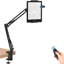 Tablet Holder for Kindle Reading in Bed with Remote Page Turner, Lazy Arm Sta...