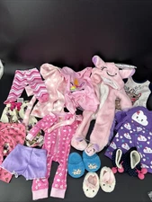 Doll Clothes 18" Lot Sleepwear Pajamas Slippers Robe Our Generation 17 Pieces