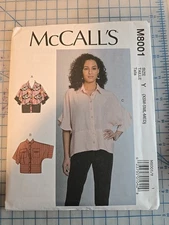 8001 McCall's Loose Fit Top Sewing Pattern (Sizes XS, S, M 4-14, New Uncut 