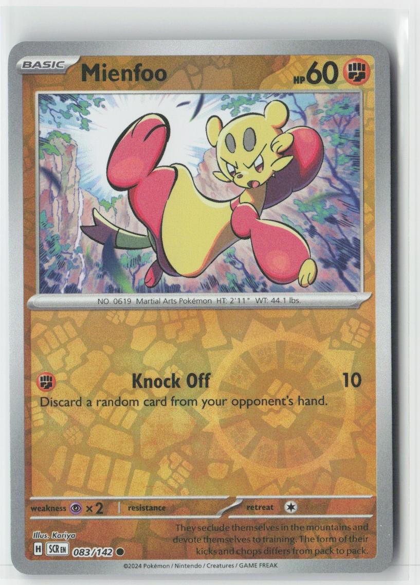 Mienfoo 083/142 Common Stellar Crown Pokemon Reverse Holo Near Mint
