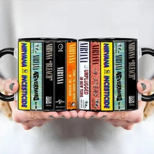 Nirvana Albums Cassette Collection Retro Accent Edge-to-Edge Printed Mug