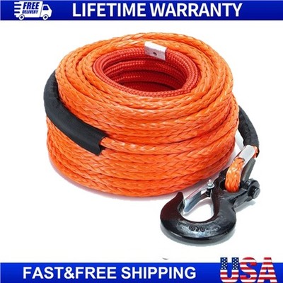 SPARKWHIZ 1/2''x100ft 32000lbs Synthetic Winch Line Rope Cable Kit For SUV UTV US