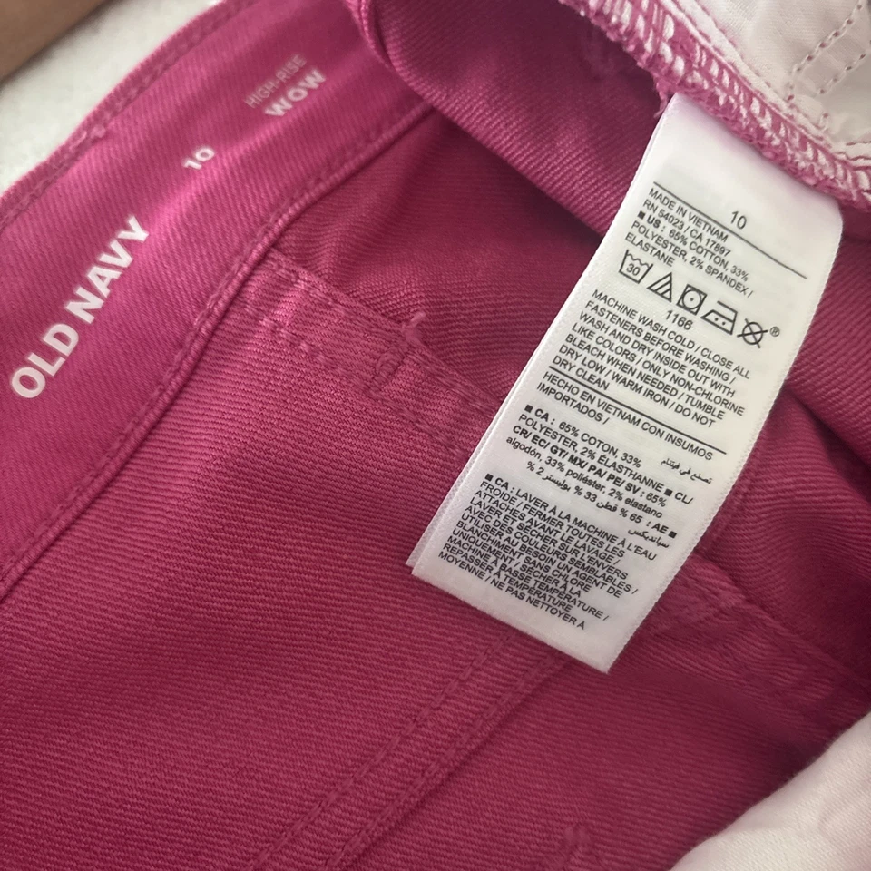 Pantalones Cortos de Jean Rosa Marino Antiguo Tiro Alto WOW 3” Entrepierna Talla 10 Algodón Poli Spandex W 31 Foto 4 de 4