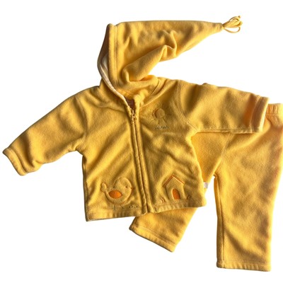Vtg OshKosh Baby Yellow Thick Fleece Sun Bird Pointed  Hood Hoodie