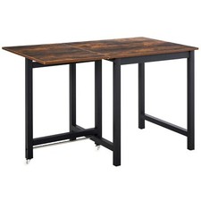 Foldable Dining Table Drop Leaf Fold Side Console Desk Rustic Brown NEW FLATPACK