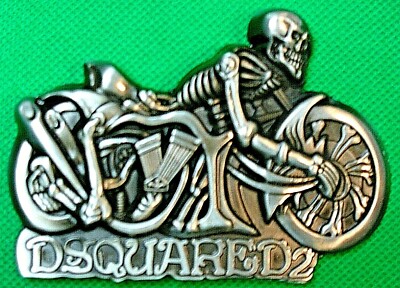 Belt Buckle ''D SQUARED2'' Skull Bike 4 cm Wide Belt Custom Made DIY Metal Casting