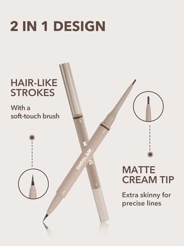 SHEGLAM 2 in 1 Matita Sopracciglia Impermeabile Taupe Antimacchia Lunga Durata - Foto 17 di 19