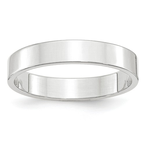 Solid 10k White Gold 4mm Lightweight Flat Wedding Band Size 9 - Ring Size 9.0