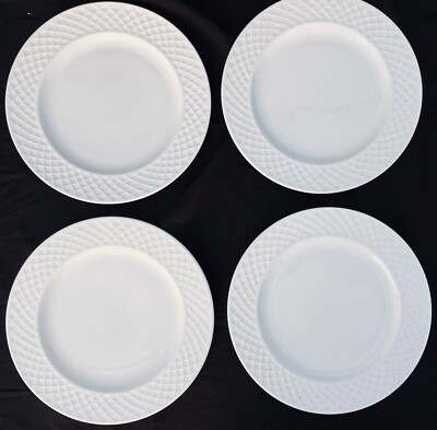 New Mikasa Trellis Salad Plates 9'' Set of 4 Bone China White  MIKASA Plates