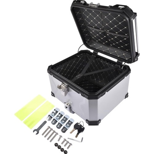 55 Liter Motorrad Alu Top Case BOX XB55 Aluminium Alloy Siber+Unteres Rack - Bild 3 von 9