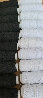 Shirring Elastic Thread 0.6mm Black or White 20 metre spools Various Options