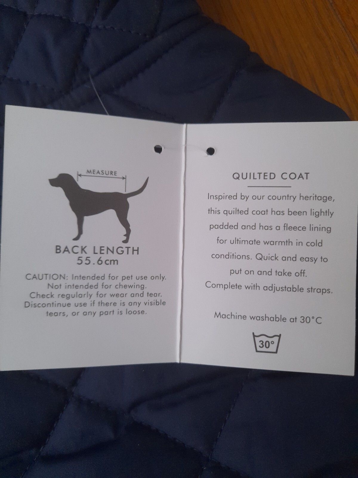 Joules Designer Quilted Fleece Lined Dog Coat Newdale Diamond navy blue