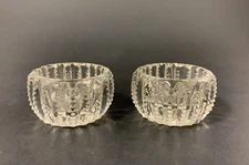 Pair of Open Salt Cellar Dip Zipper Column Clear EAPG Antique