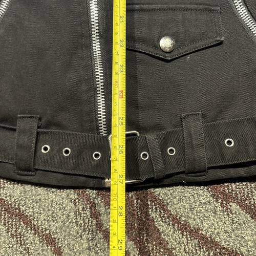 Tripp NYC Black Cotton Biker Moto Jacket Straps Punk Gothic Metal Unisex Size S - Picture 11 of 16