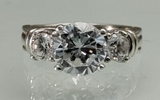 Sterling Silver 6cttw Cubic Zirconia 3 Stone Statement Ring Sz 7