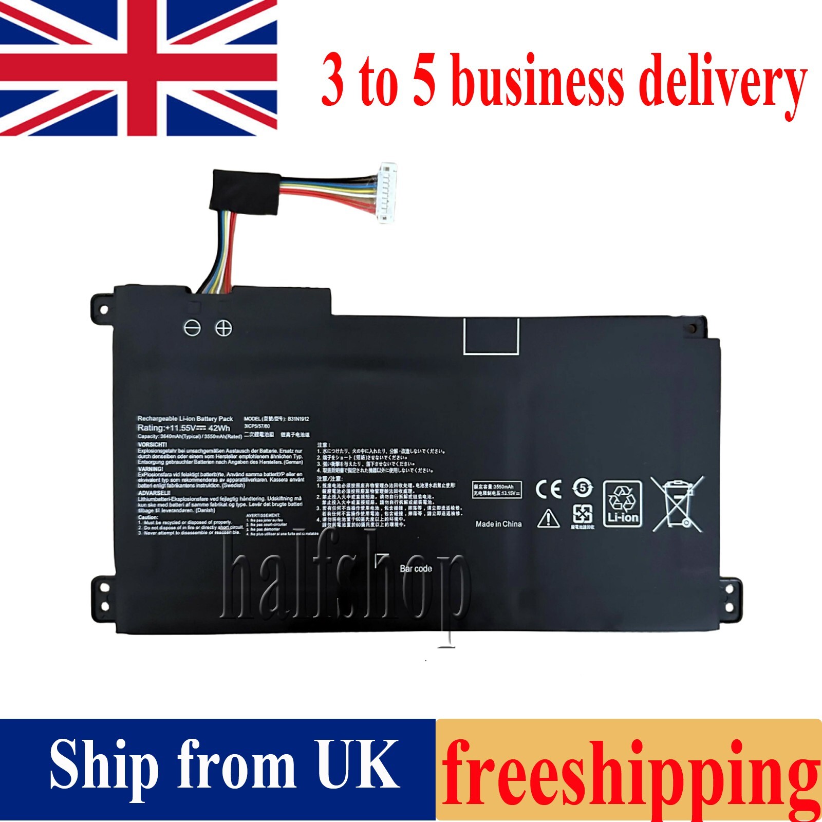 Battery for ASUS VivoBook 0B200-03680000 0B200-03680200 B31N1912 C31N1912 42Wh