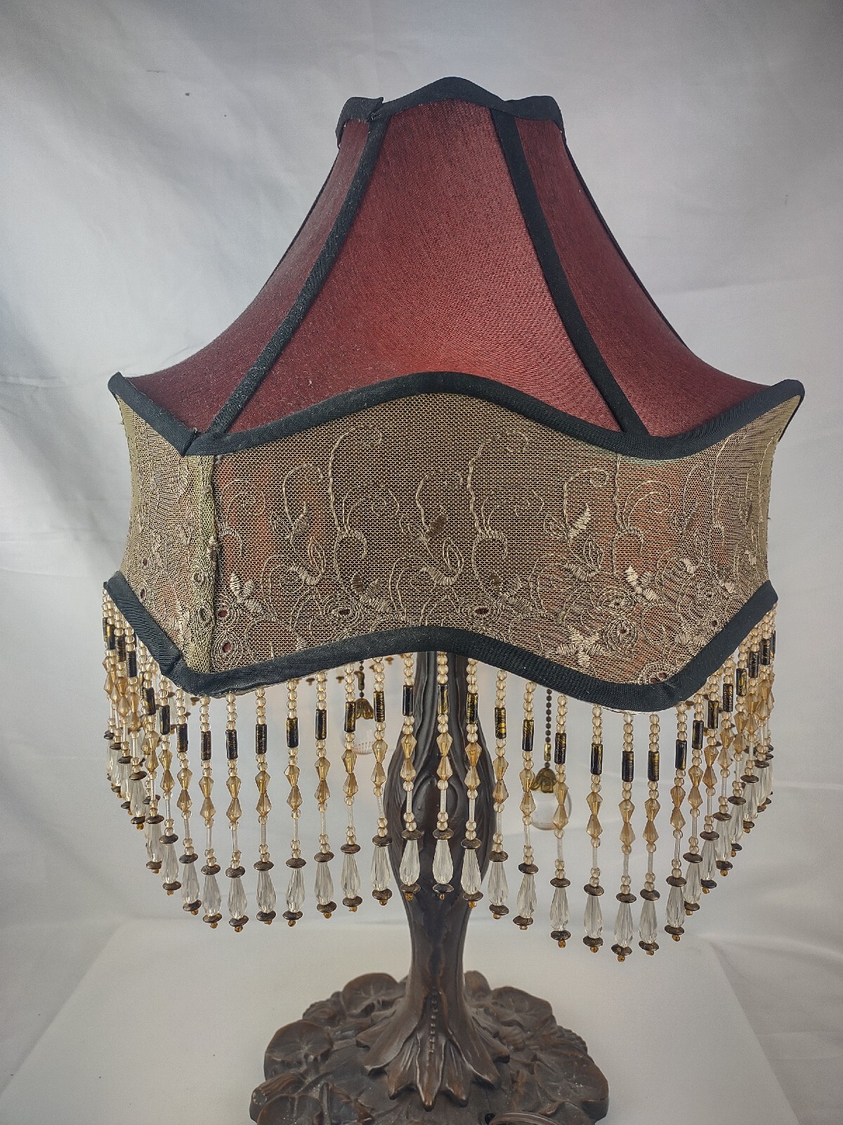 Shade Only Cranberry Gold Silk Beaded Dale Tiffany Lamp Shade eBay