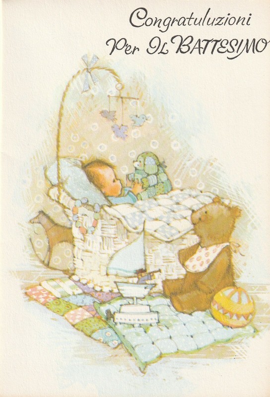 1 Italian Birth Congratulation Card Bambino Baby Boy Battesimo Congraluzioni