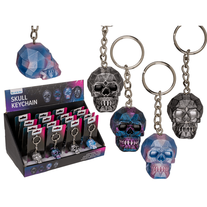 Skull Keyring Metallic Novelty Metal Key Chain 3D 4 Designs Gothic