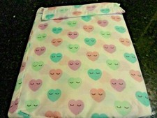 new 3 pc Girls TWIN Sheet Set blue purple pink green HEARTS eyelashes Valentine