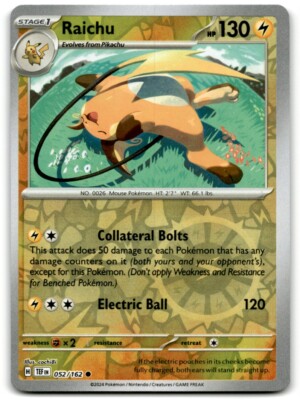 Pokemon Trading Card TCG Raichu #52 Reverse Holo | eBay