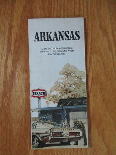 Texaco Map Arkansas Little Rock Fayetteville Fort Smith 1972 Gas Oil Advertising