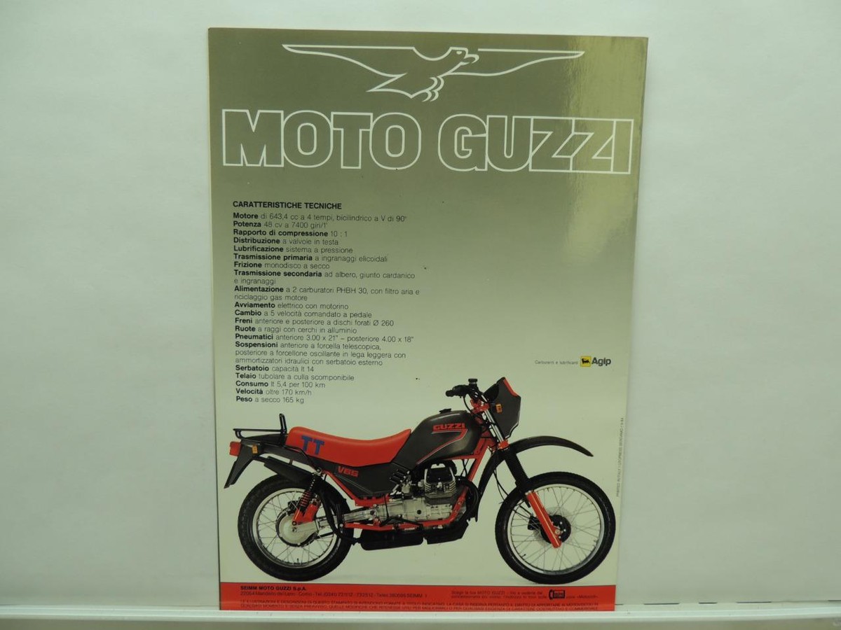 Moto Guzzi V65TT Motorcycle Italian Brochure Specifications L12324