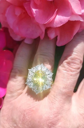 Sure Fit!, Natural Yellow & White Zircon Cluster Ring, 925, Sz 7 Adjusts - Picture 2 of 14