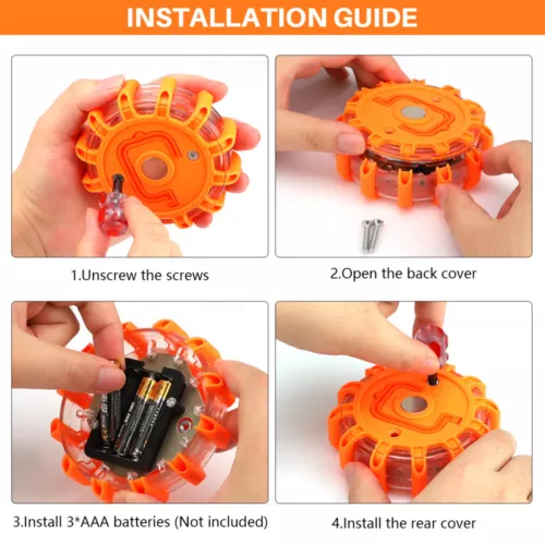 3 Pack 15 LED Road Flare Emergency Roadside Beacon Strobe Safety Warning Lights - Picture 12 of 14