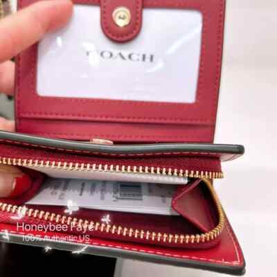 NWT Coach Snap Wallet In Signature Canvas With Cherry Print