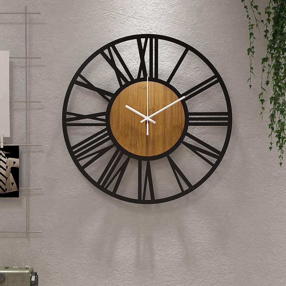 Small Wall Clock for Living Room DecorVintage Modern Round Silent Non Ticking...