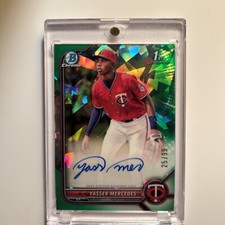 2022 Bowman Chrome Yasser Mercedes 1st Green Atomic Refractor Auto /99 Twins RC